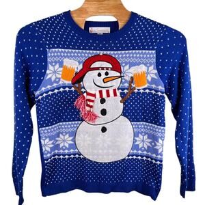 Jolly Sweaters Drinking Snowman Holiday Christmas Ugly Sweater Acrylic Mens M